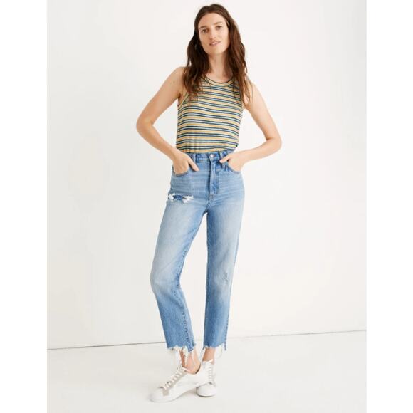 Madewell Classic Straight Jeans in Corrie Wash: Step-Hem Edition Size 26 - Picture 1 of 16